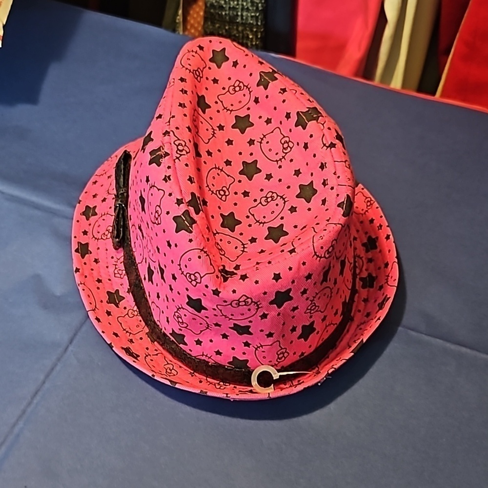 Hello Kitty by Sanrio Pink Black Sequin Fedora Hat EUC - Picture 3 of 6